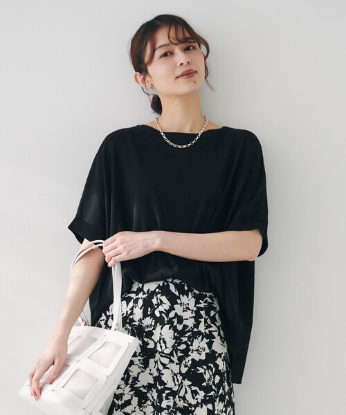 HaaT◆ニット・セーター(薄手)/FREE/コットン/BLK/HA71KJ311 HaaT ◇ Knit / Sweater (thin) / FREE / Cotton / BLK