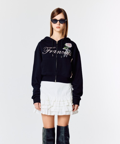 LARTIGENT（ラーティゼン） パーカー L15 ROSE CROP HOOD ZIP-UP