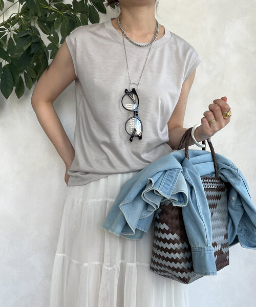 tシャツ 「接触冷感」リヨセル混フレンチプルオーバー レディース