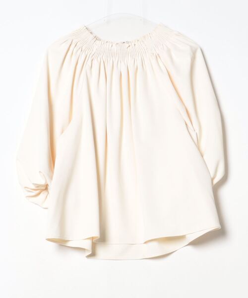 「LANVIN en Bleu」 7分袖ブラウス 38 ベージュ レディース