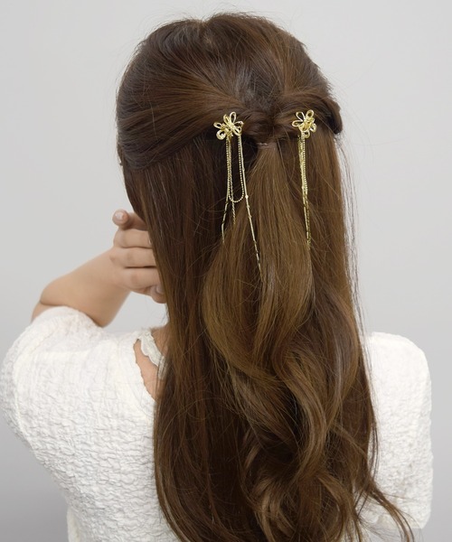 Flowering（フラワーリング） ヘアクリップ フラワー/ハート×パール