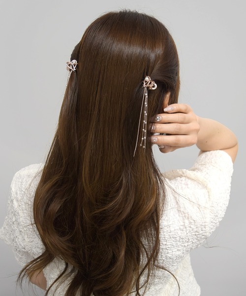 Flowering（フラワーリング） ヘアクリップ フラワー/ハート×パール