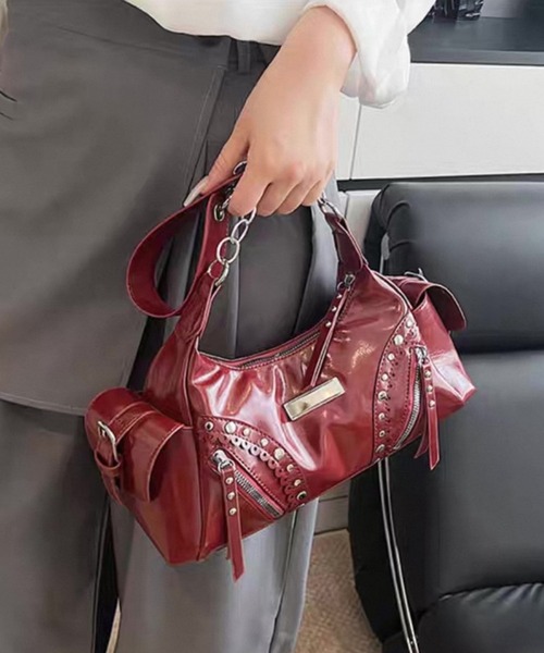 pumpkin port ショルダーバッグ バッグ スタッズ付 フリルデザイン