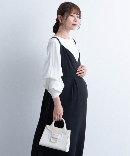 上品♡上半身ゴム仕様♡マタニティ　妊婦・褥婦さんにも♡ ロングワンピース SweetMommy（スウィートマミー） マタニティ 上品とろみ素材
