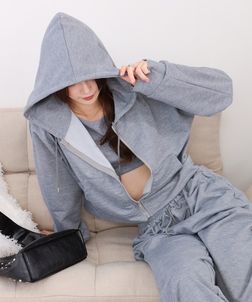 pumpkin port パジャマ ルームウェア 3点セット パーカー+クロップド