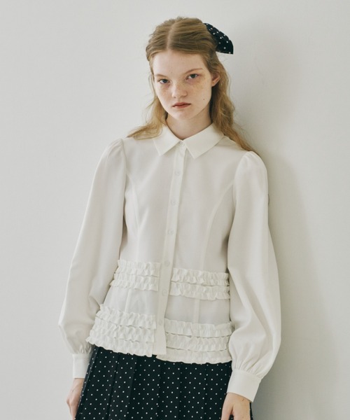 idem many frill blouse フリルブラウス オフホワイト ブラウス シャツ many frill blouse / フリルデザインブラウス