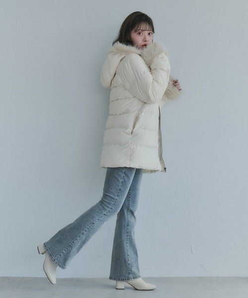 fupel コート アウター Mid-length padded fur coat / ミドル丈中綿 
