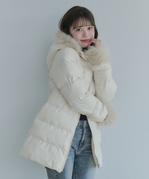 fupel コート アウター Mid-length padded fur coat / ミドル丈中綿