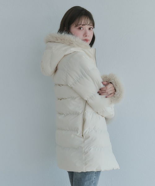 fupel コート アウター Mid-length padded fur coat / ミドル丈中綿