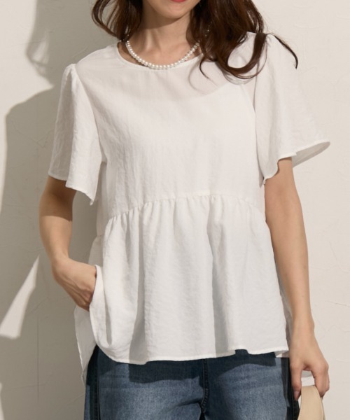 「nissen」 半袖ブラウス L オフホワイト レディース_画像2