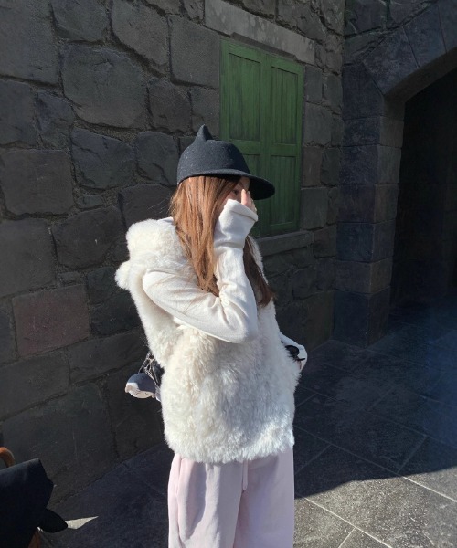 ダウンベスト ベスト もこもこフード付きボアベスト レディース