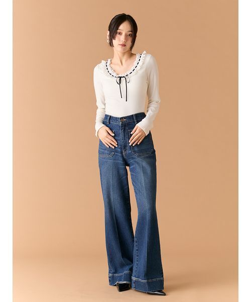ra様リリーブラウンフレアデニムパンツ リリーブラウン LILY BROWN 【WEB限定00サイズ】ストレッチフレア