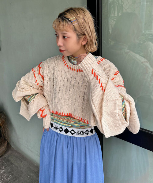 「HELLO.SANFRANCISCO」 長袖ニット ONE SIZE レッド レディース_画像3