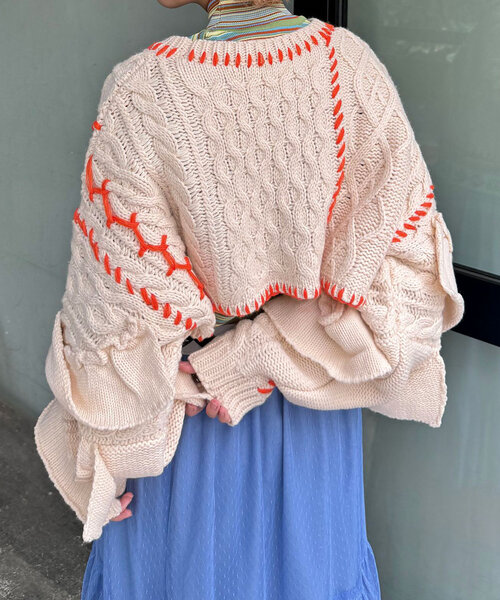 「HELLO.SANFRANCISCO」 長袖ニット ONE SIZE レッド レディース_画像4