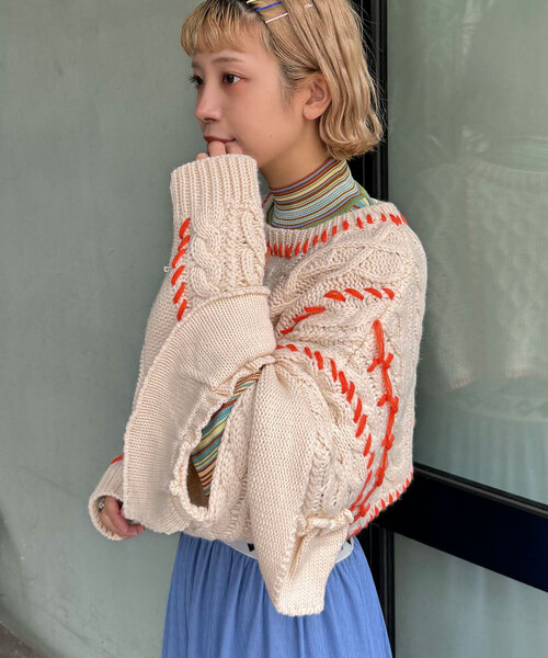 「HELLO.SANFRANCISCO」 長袖ニット ONE SIZE レッド レディース_画像6
