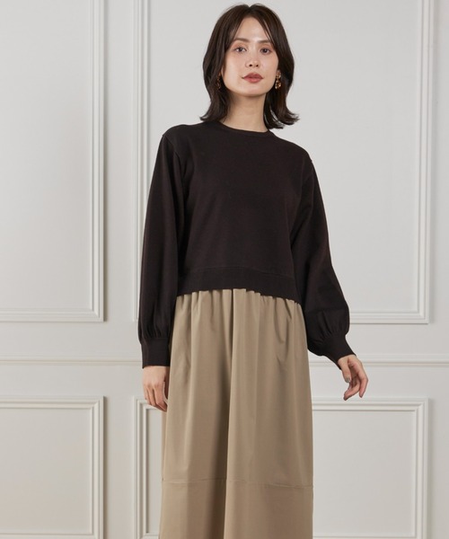 ルスーク（Le Souk）/異素材コンビネーションワンピース Le souk（ルスーク） ワンピース 異素材コンビネーションワンピース