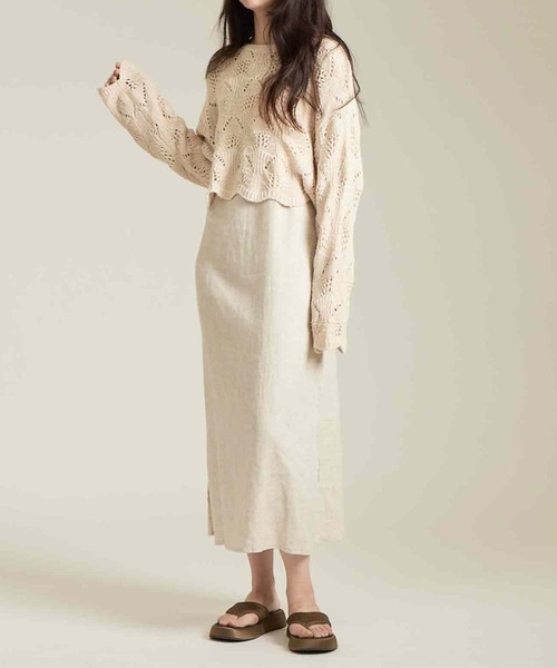 「solleim」 長袖ニット M ベージュ レディース_画像3