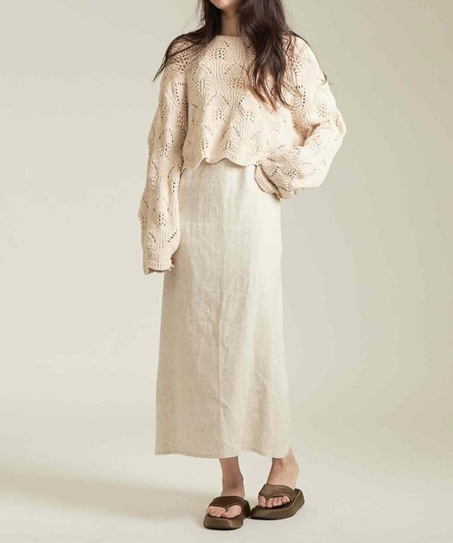 「solleim」 長袖ニット M ベージュ レディース_画像4