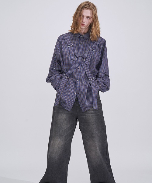 【新品未使用品】seesew レイヤードチェックシャツ SeeSew シャツ 「UNISEX」PARASHUTE 2WAY CHECK SHIRTS/パラシュート