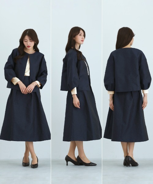クールジャケット　袖無し　サイズL  未使用品　黒迷彩 商品番号1003312]ショールカラージャケット×前開きワンピース |CARETTE
