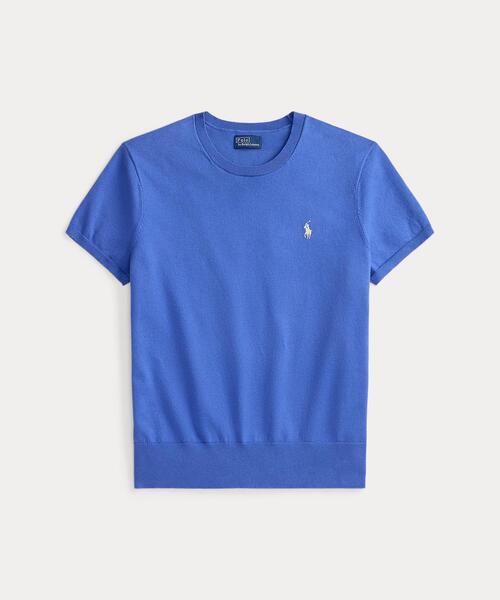 未使用級 現行 ポロラルフローレン ショートスリーブクルーネックセーター 水色 POLO RALPH LAUREN（ポロ・ラルフローレン） ニット セーター ショート