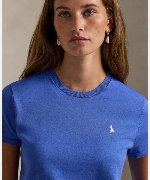 POLO RALPH LAUREN ポロラルフローレン ショートスリーブセーター サイズ:S ポニー刺繍/半袖ニット    ブルー レディース / 240001169876 POLO RALPH LAUREN（ポロ・ラルフローレン） ニット セーター ショート
