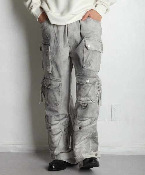 WESTSEA（ウエストシー） ワイドパンツ カーゴパンツ ウォッシュ加工 