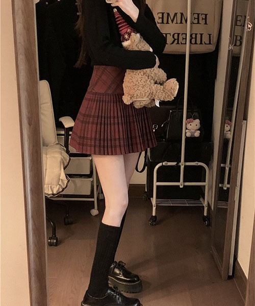 gossip!ロサンゼルス スカート 細プリーツ チェック柄ミニスカート