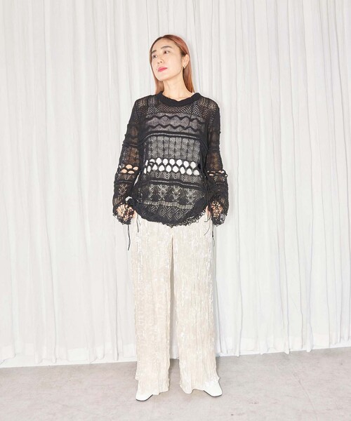 「CITYSHOP」 イージーパンツ 38 ホワイト レディース_画像3