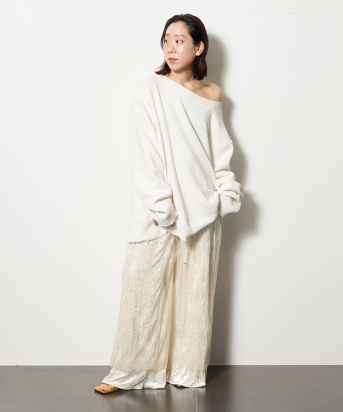 「CITYSHOP」 イージーパンツ 38 ホワイト レディース_画像8