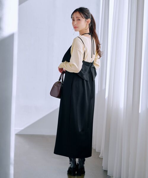 「COHINA」 キャミソールワンピース ONE SIZE ブラック レディースの画像