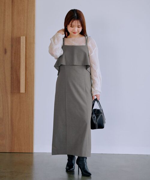 「COHINA」 キャミソールワンピース ONE SIZE ブラック レディースの画像