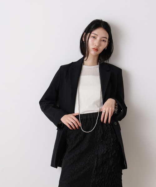 【美品】スローブイエナ リネンジャケット 黒 テーラード 24SS 美シルエット SLOBE IENA（スローブイエナ） ジャケット テーラードジャケット 「WEB