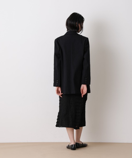 【美品】スローブイエナ リネンジャケット 黒 テーラード 24SS 美シルエット SLOBE IENA（スローブイエナ） ジャケット テーラードジャケット
