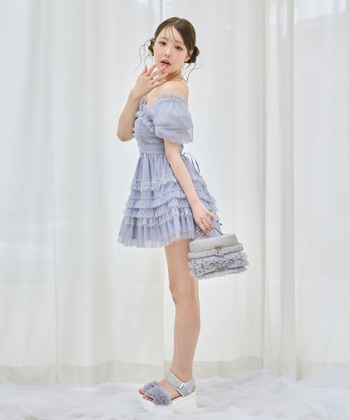 ショルダーバッグ バッグ 再予約！「tulle collection」チュールフリルバニティーバッグ レディースの画像