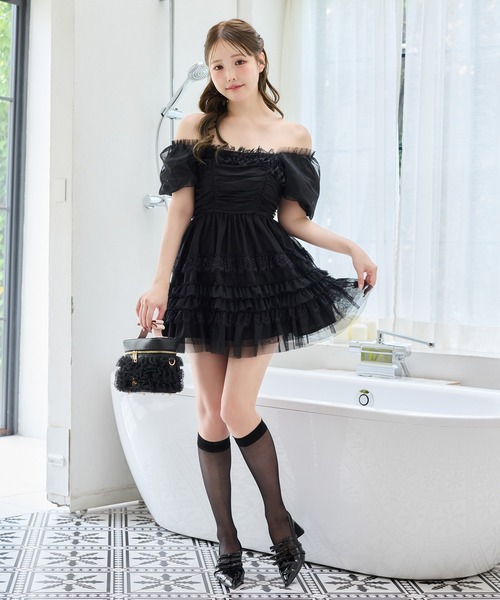 ショルダーバッグ バッグ 再予約！「tulle collection」チュールフリルバニティーバッグ レディースの画像