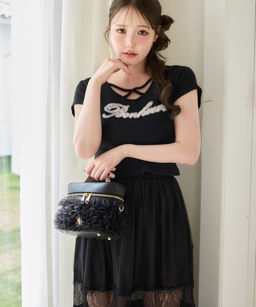 ショルダーバッグ バッグ 再予約！「tulle collection」チュールフリルバニティーバッグ レディースの画像