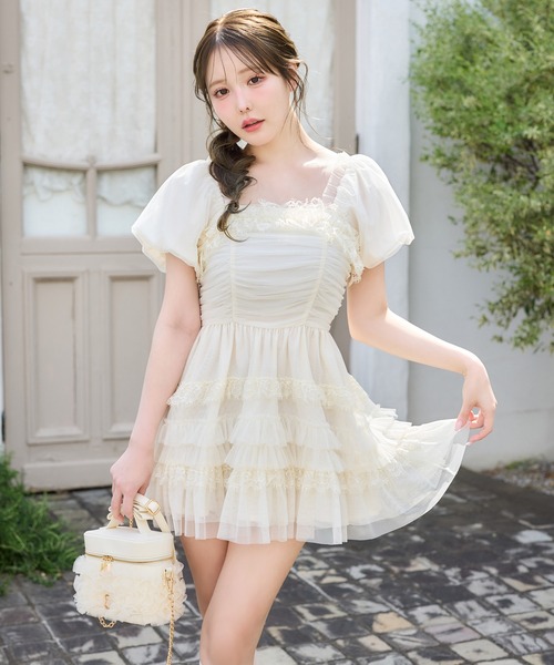ショルダーバッグ バッグ 再予約！「tulle collection」チュールフリルバニティーバッグ レディースの画像