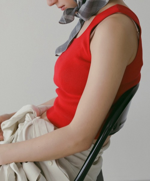 mm　まとめ買い　anuke Tanktop 2点 anuke（アンヌーク） タンクトップ ノースリーブ Short Knit Tanktop