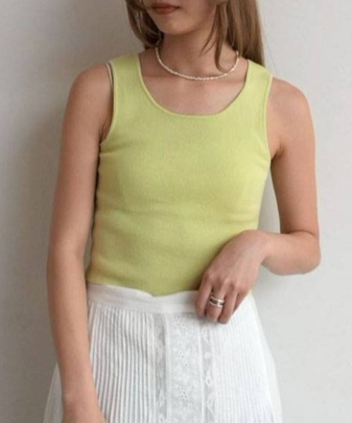 anuke（アンヌーク） タンクトップ ノースリーブ Short Knit Tanktop