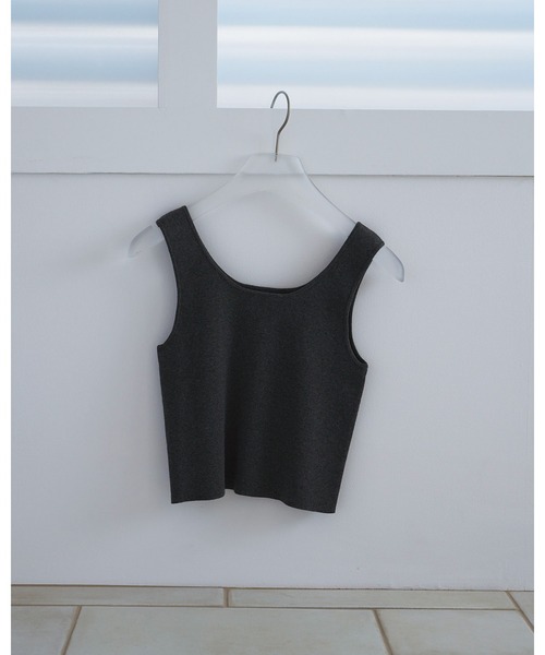 ànuke タンクトップ グレー F anuke（アンヌーク） タンクトップ ノースリーブ Short Knit Tanktop