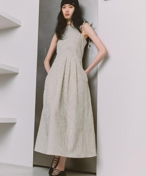 ワンピース shoulder ribbon dressの画像