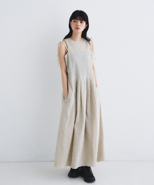 ワンピース shoulder ribbon dressの画像