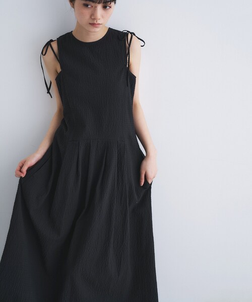 ワンピース shoulder ribbon dressの画像
