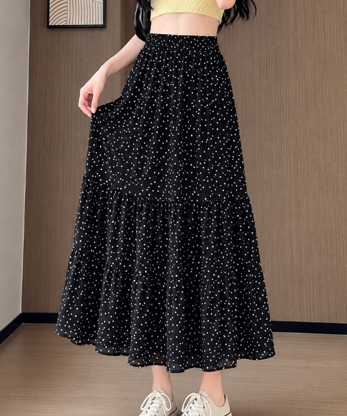 ロング スカート ドットティアードロングスカート : ZOZOTOWN Yahoo!店