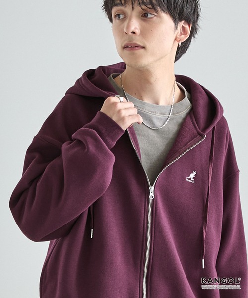 「KANGOL」 ジップアップパーカー L モカ レディース_画像4