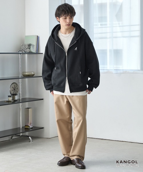 「KANGOL」 ジップアップパーカー L モカ レディース_画像6