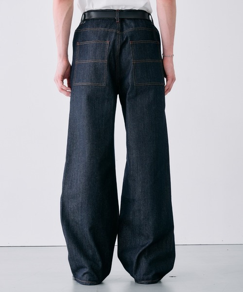 Adoon plain ワイドパンツ ジーンズ CONTRAST TACK SKIM STRAIGHT
