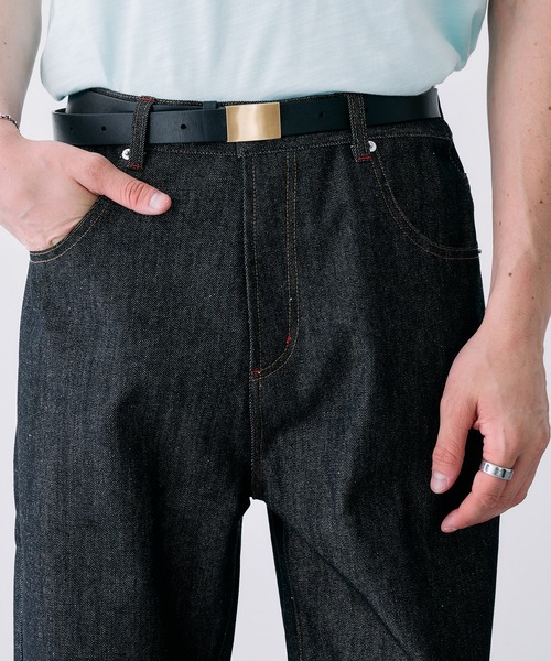Adoon plain ワイドパンツ ジーンズ CONTRAST TACK SKIM STRAIGHT 