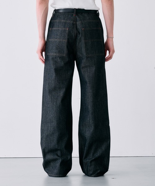 Adoon plain ワイドパンツ ジーンズ CONTRAST TACK SKIM STRAIGHT